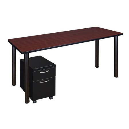 Kee Desking Kee Single Pedestal Desks, 24 D X 29 H, 60 W X Wood, Metal MTSPM6024MHBPBK